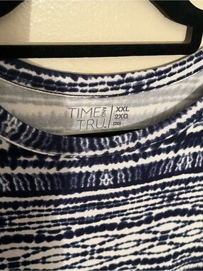 Time and Tru Navy and White Abstract Stripe Dress.